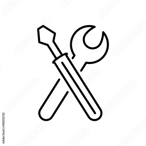 Wrench and screwdriver icon isolated on white background. Working tools icon vector illustration.