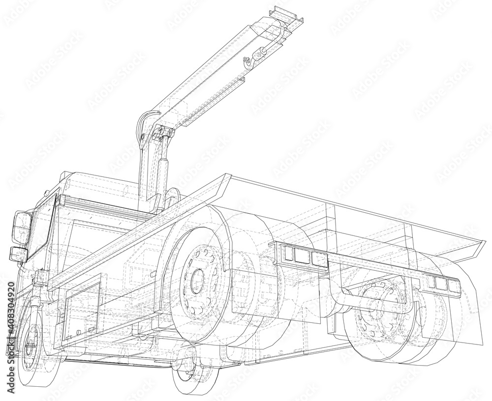 Vector Illustration of Tow Truck. Towing. The layers of visible and invisible lines are separated. EPS10 format.