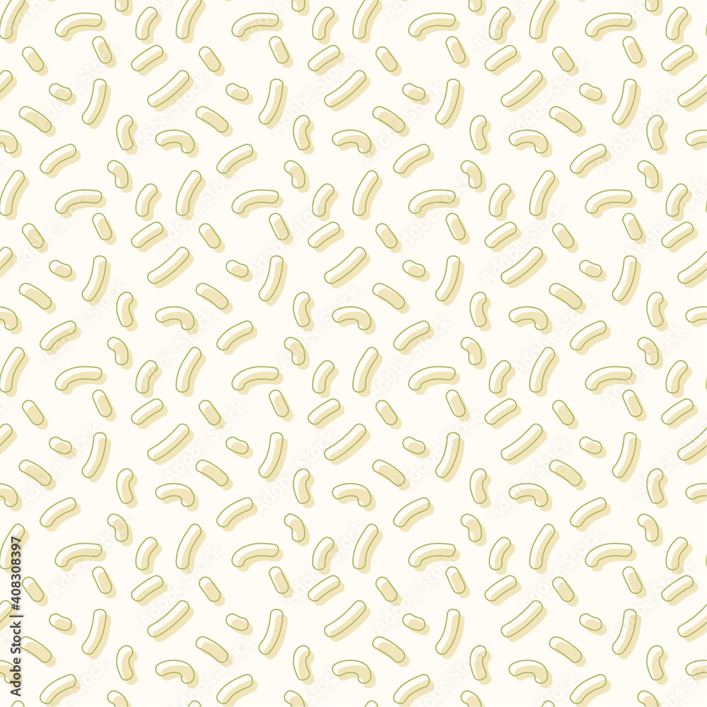 Vector seamless pattern. Stylish illustration with green stick. Texture in pastel colors.