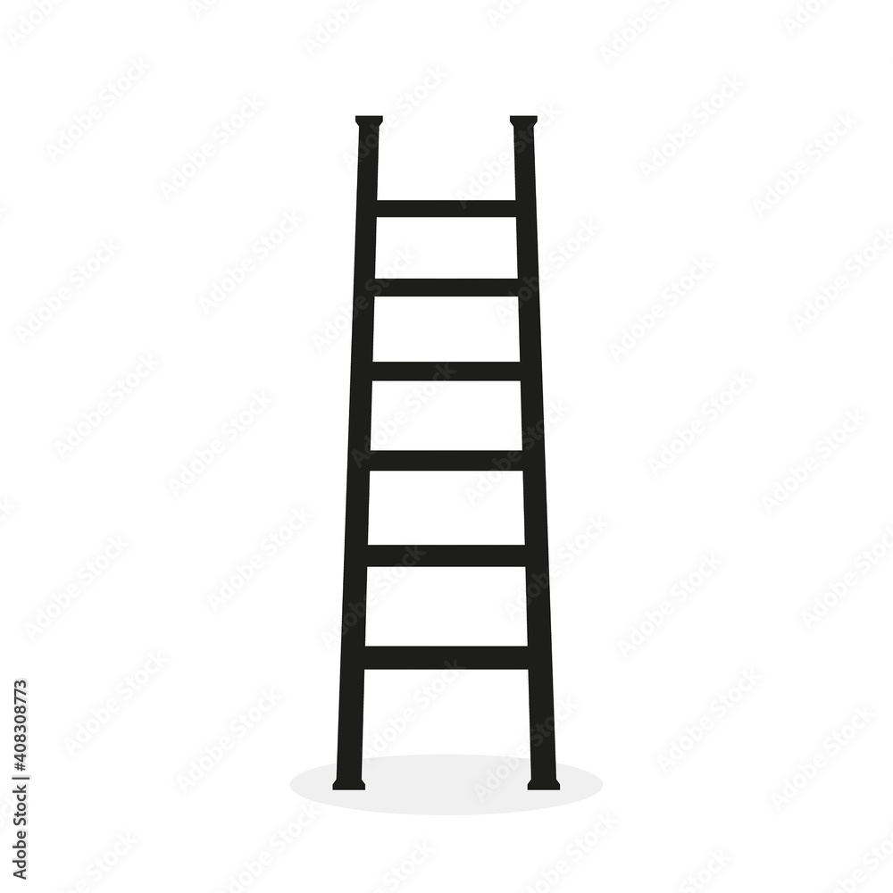 Vector icon of ladder with steps. Isolated illustration of stairs on white background