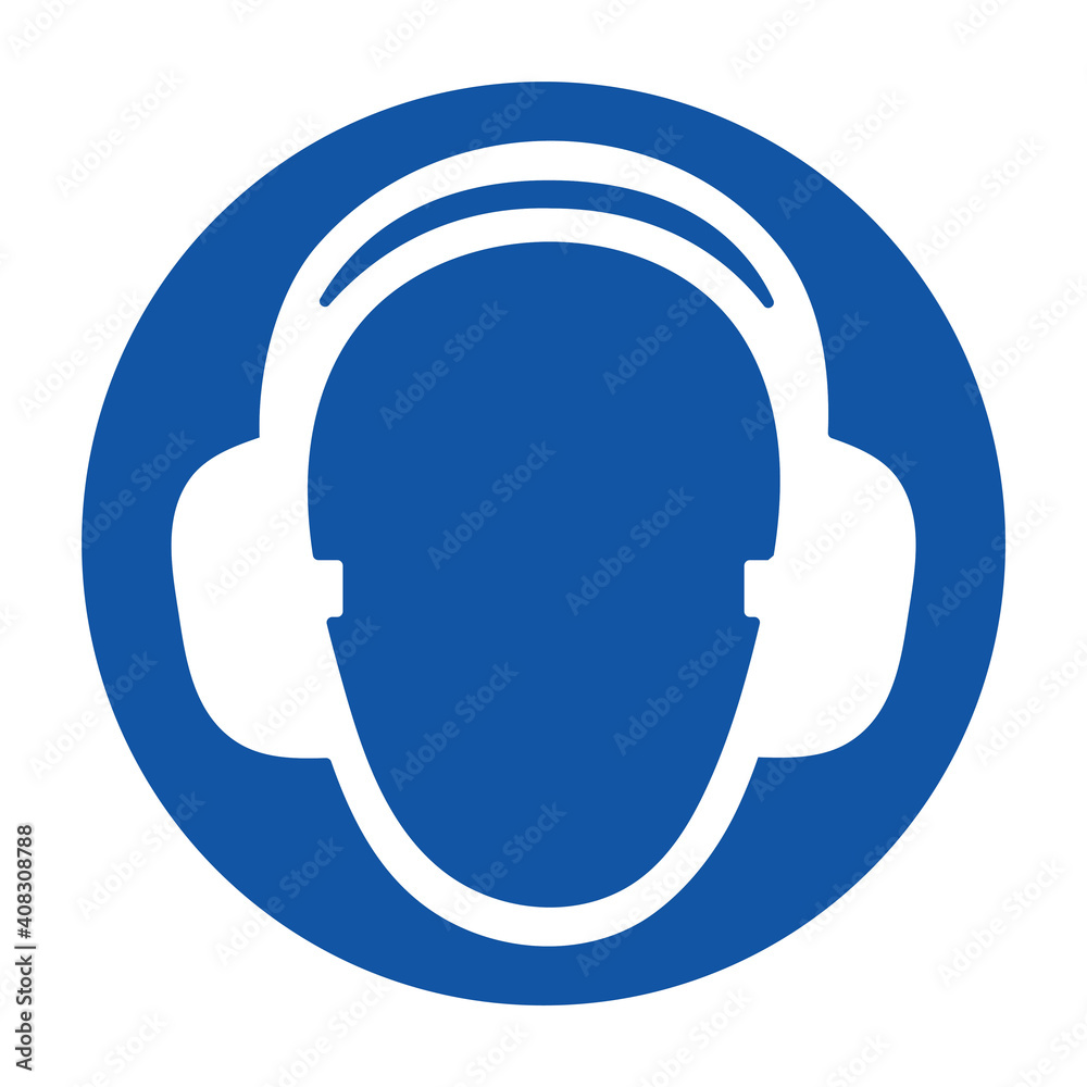 Mandatory symbols Ear protection must be worn. Vector illustration Mandatory symbols Ear protection must be worn. Vector illustration