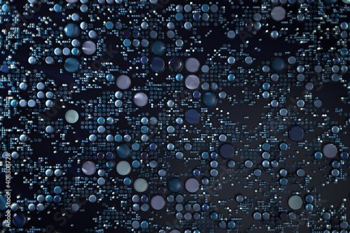Data technology abstract futuristic illustration . Dots and lines on dark background. 3D