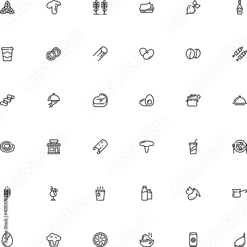 icon vector icon set such as: colored, template, carbohydrates, utensil, clip, refreshment, button, showcase, cap, stick, corners, spearmint, champagne, fun, bakery icon, champaign, fragile, damaged