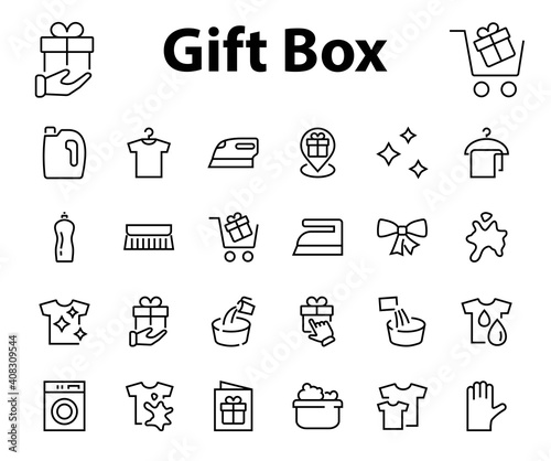 Simple set of washing related vector line Icons. Contains icons such as washing machine, powder, laundry, dirty t-shirt and much more. On a white background, editable stroke. 48x48 pixels perfect