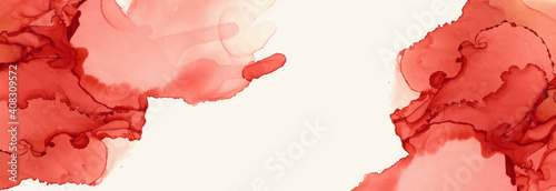 Alcohol ink vector texture banner. Fluid ink abstract background.