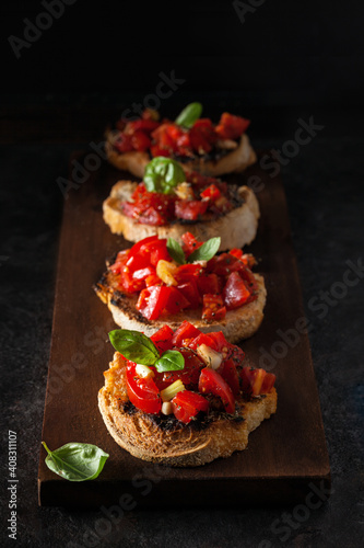 Bruschetta with tomato and basil.