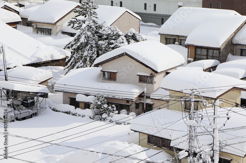 交渉から望む上越市街の雪景色