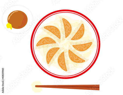 餃子のベクターイラスト　中華料理