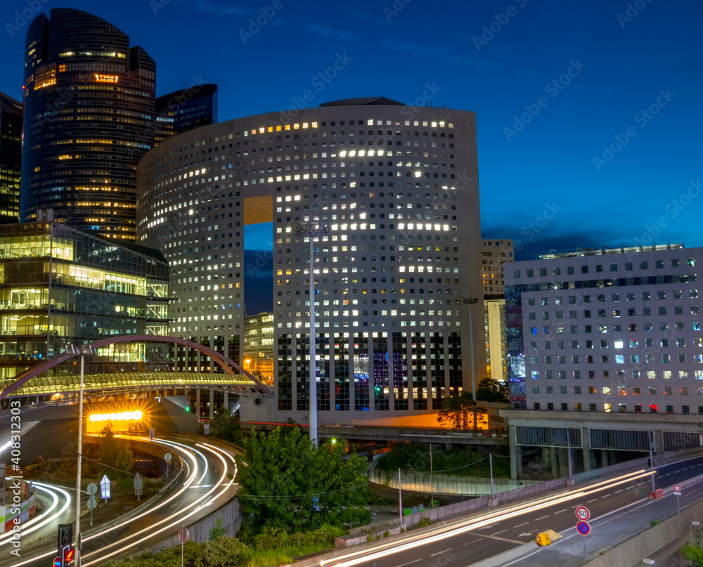 Modern Buildings and Night Traffic