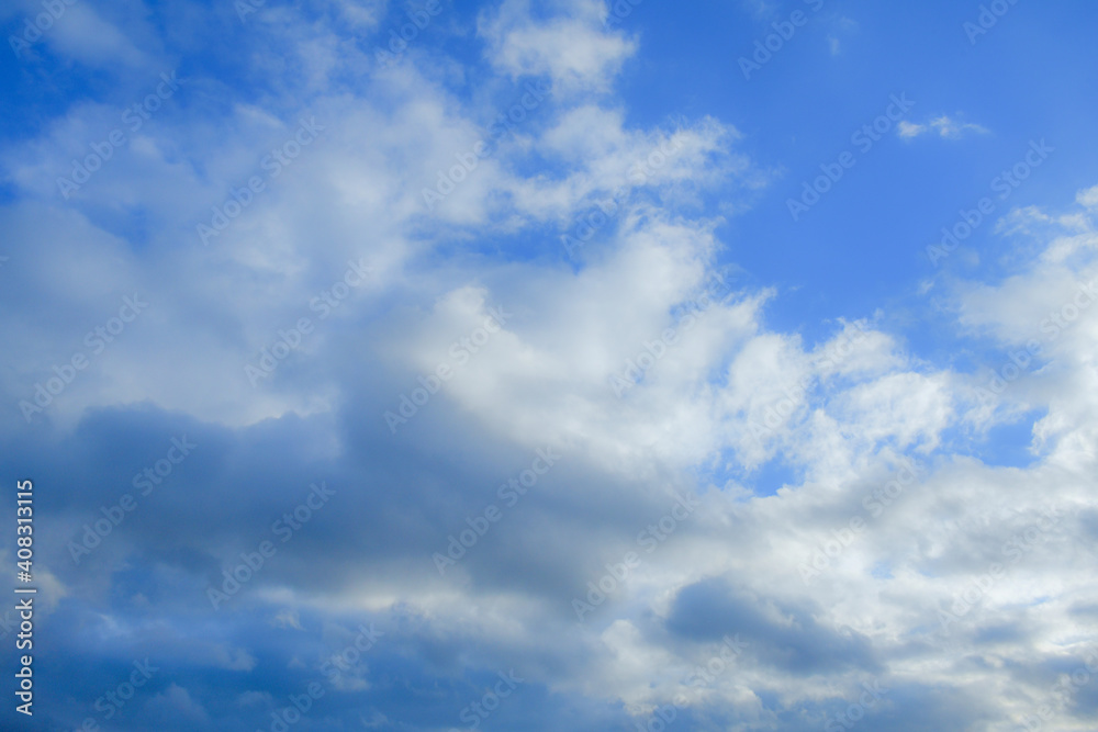 blue sky background with tiny clouds in the afternoon