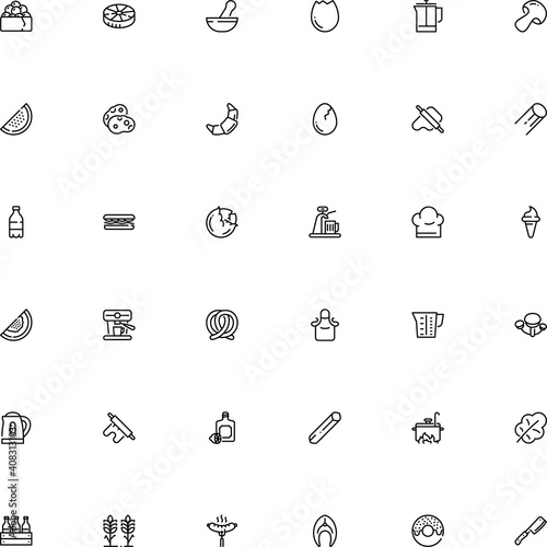 icon vector icon set such as: round, orecchiette, 4 pack, vegan, forest, barbecue, cereal, noodle, illness, pharmacist, barley, magical, seaweed, cow, honey, ham, pestle, eating, grain, french press