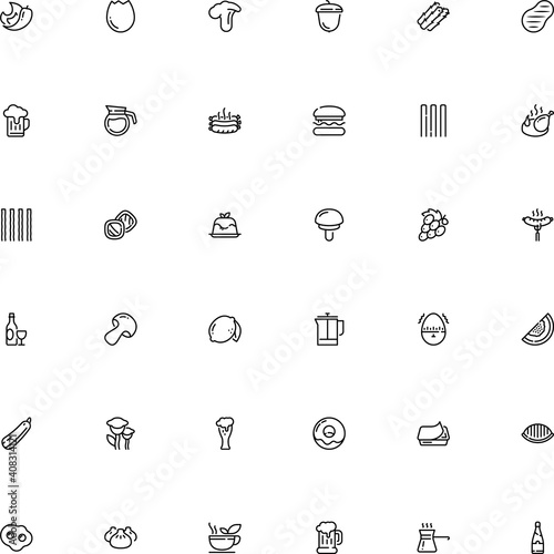 icon vector icon set such as: pannacotta, animal, can, cap, minute, garnish, kettle, hamburger, maker, biscuit, homemade, semifinished, porcini, growth, steak, shell, medicine, steamed, ham, vanilla