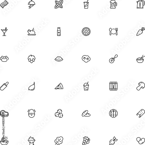 icon vector icon set such as: barrel, unhealthy, sharp, catering, power, waiter, abstract, bird, fire, paper, refreshment, bacon, barbeque, charcoal, berries, chef, dog, fungus, household, omelet