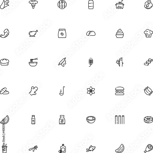 icon vector icon set such as: riccioli pasta shape, craft, aluminum, lemon juice, ribs, tangerine, editable, saucepan, ravioli, arabica, vitamin, saj bread, roast, knife, agaric, omelet, package