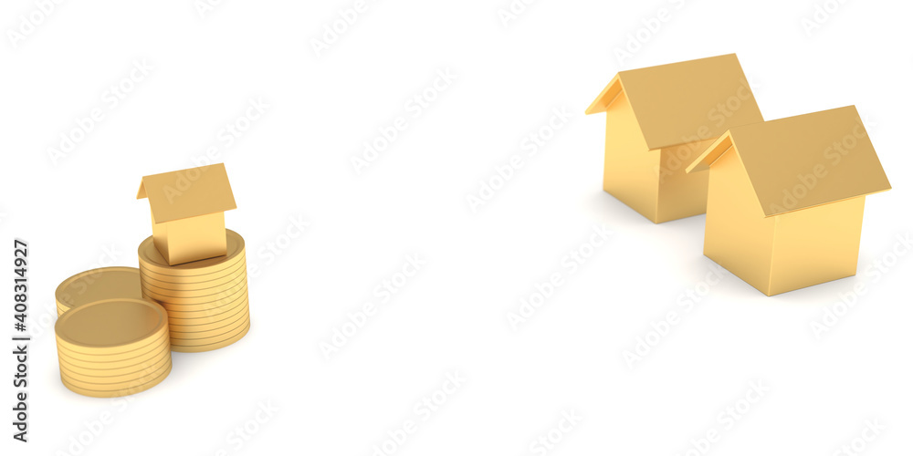 The growth of home savings real estate project home investment concept and gold. For a better future both in finance and housing. 3d rendering The growth of home savings real estate project home investment concept and gold. For a better future both in finance and housing. 3d rendering