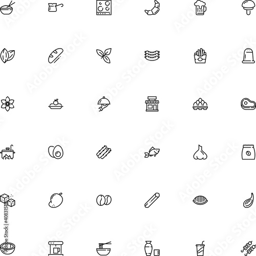 icon vector icon set such as: crust, recipe, cloves, window, chocolate, fishing, dining, foliage, dough, technology, garlic, one, salty, indian, cardboard, refined, liqueur, metal, lager, flower