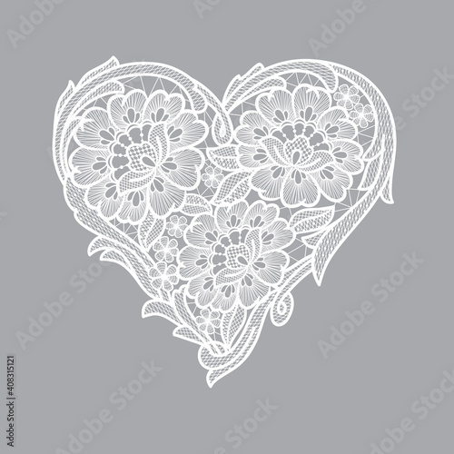 heart with lace flowers. decorative element