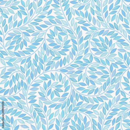 seamless floral background.Blue leaves. Can be used for wrapping, textile, wallpaper and package design