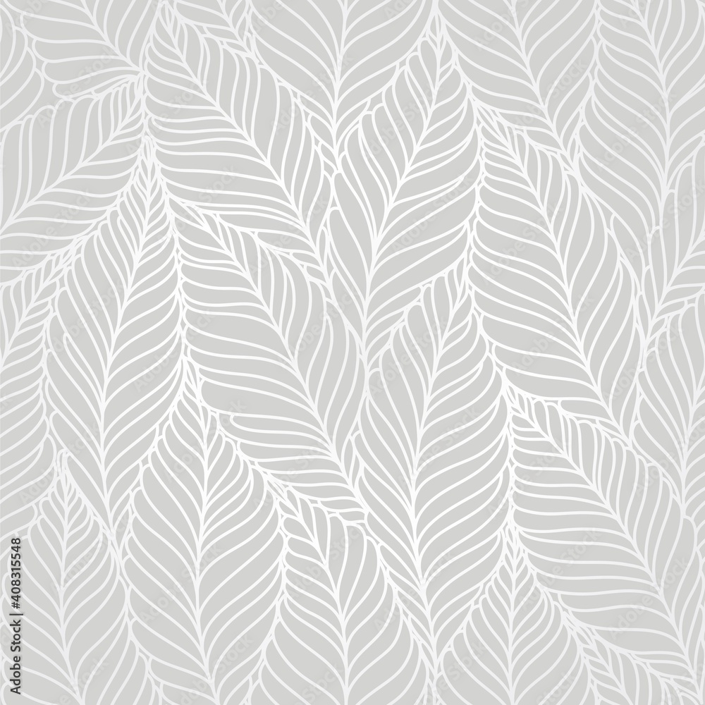 seamless abstract grey floral background with leaves Stock Vector | Adobe  Stock