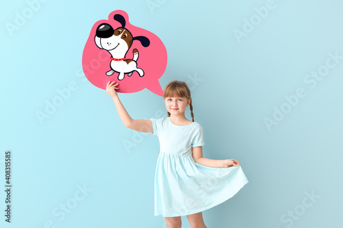 Cute little girl holding sp...