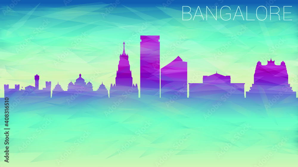 Bangalore India Skyline City Vector. Broken Glass Abstract Geometric Dynamic Textured. Banner Background. Colorful Shape Composition.