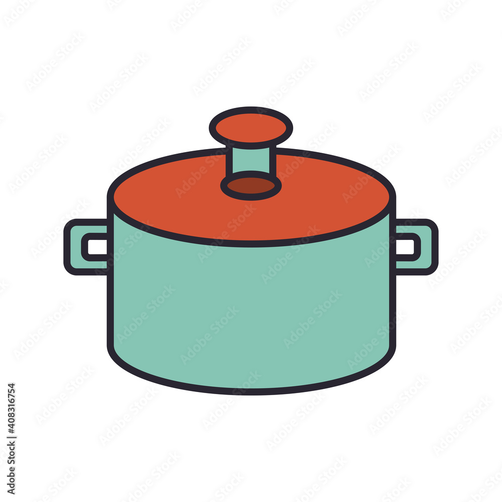 pot kitchen utensil line and colors style icon pot kitchen utensil line and colors style icon