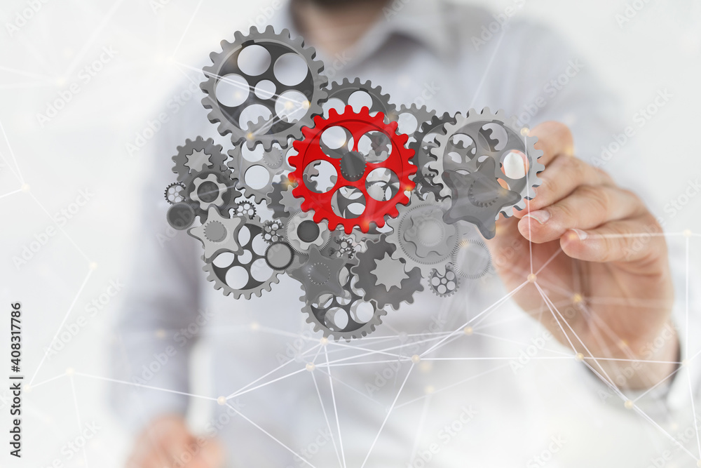 Business, Internet and technology concept. Business select gear icon on virtual screen. Business, Internet and technology concept. Business select gear icon on virtual screen.