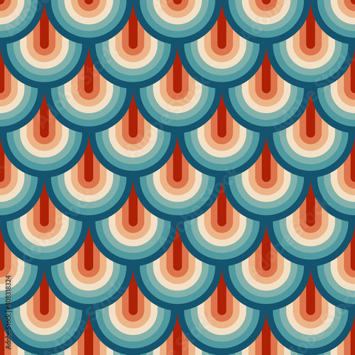 Retro summer 70s rainbow stripes pattern. Retrowave 80s art retro rainbow illustration. Seamless vector background.