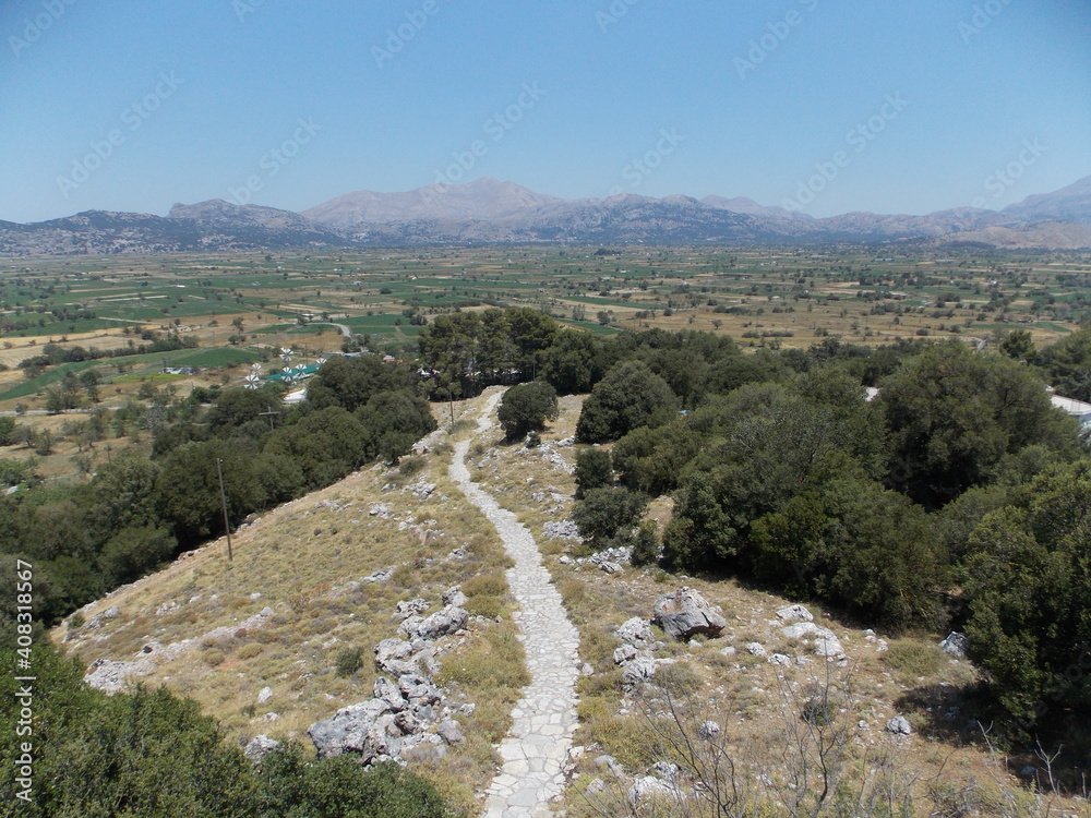 crete island mountains valley old trail beautiful view