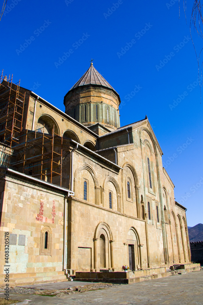 Svetitshkoveli cathedral and church view, old famous architecture in Mtskheta, Georgia