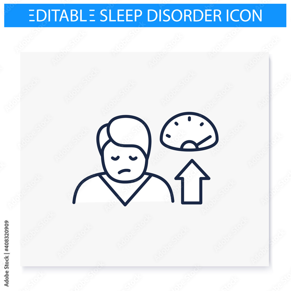 Fototapeta premium Weight gain line icon. Sleep disorder, stress symptom. Healthy sleeping concept. Metabolism problem. Dietology. Health care. Isolated vector illustration. Editable stroke 