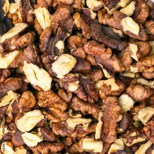 split walnut kernels for background. High quality photo