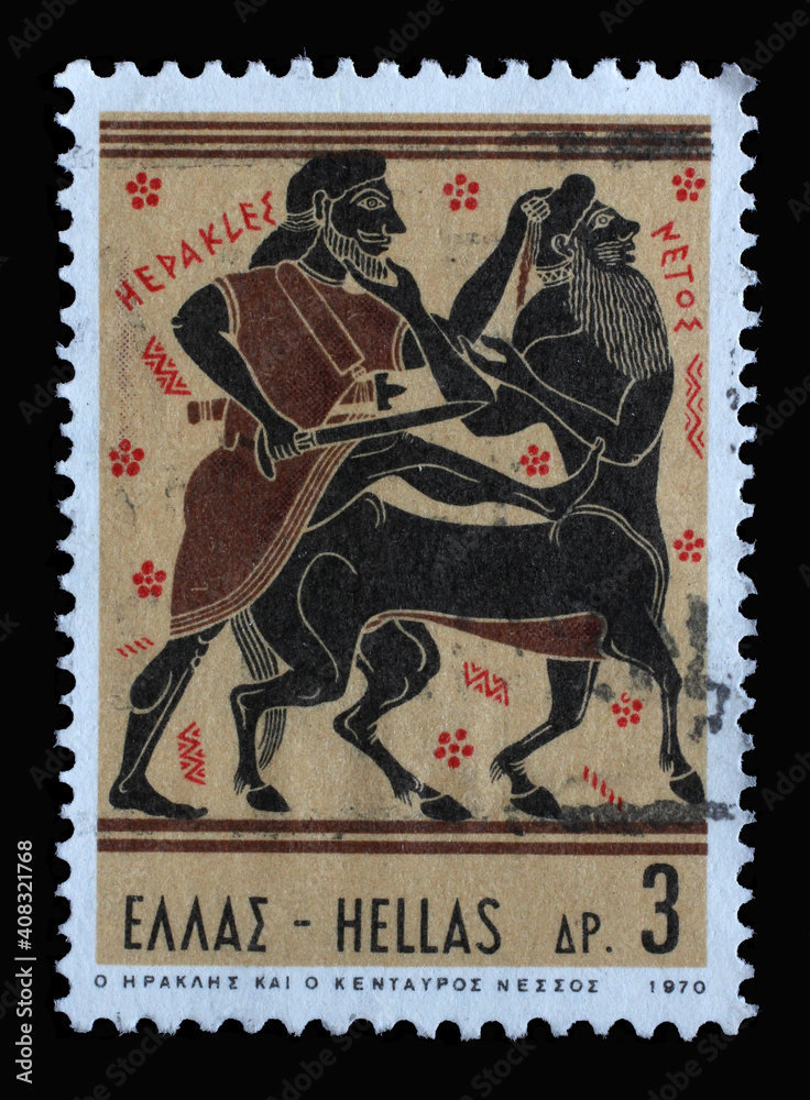 Fotka „Stamp printed in Greece shows Hercules Deeds Hercules and