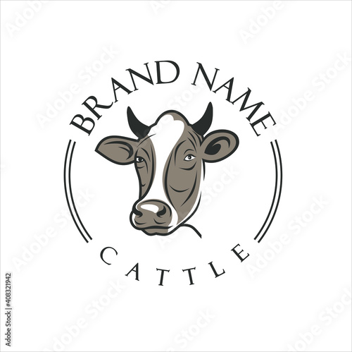 illustration of a cow, logo template for cattle.