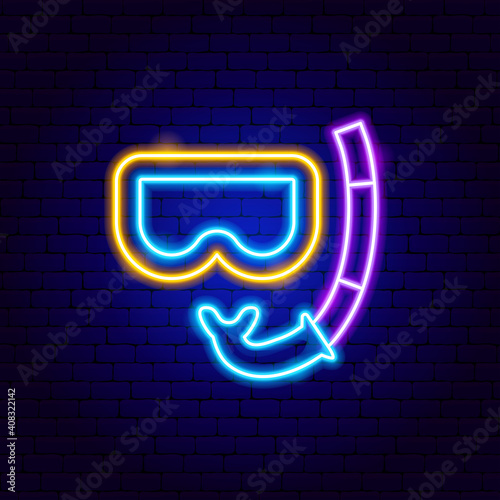 Scuba Mask Snorkel Neon Sign