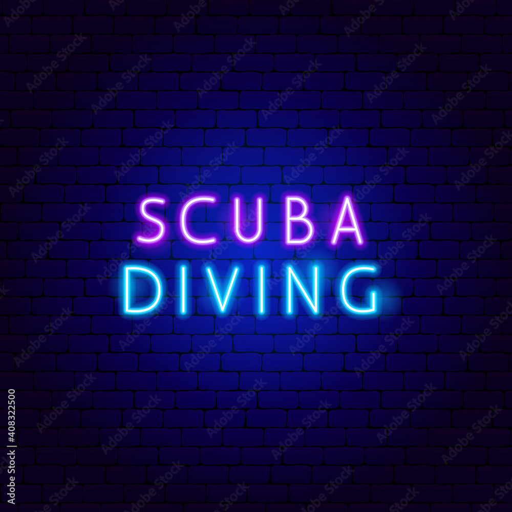 Obraz premium Scuba Diving Neon Text