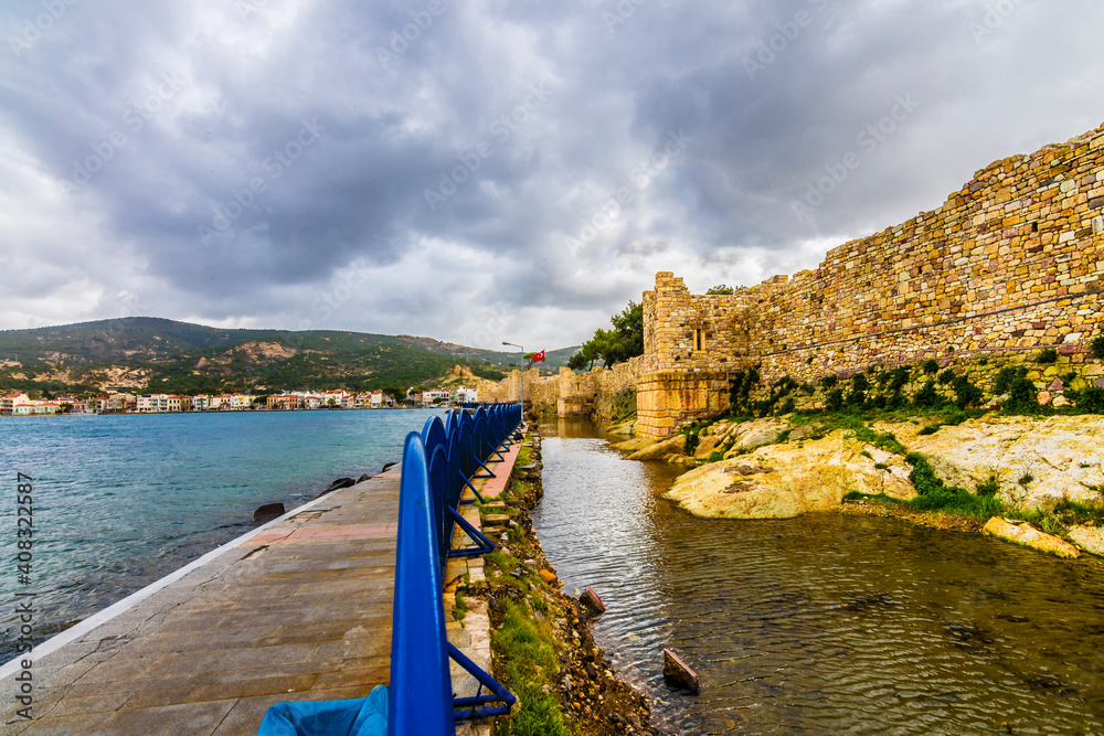 Foca Castle view in Foca Town. Foca is populer tourist destination in