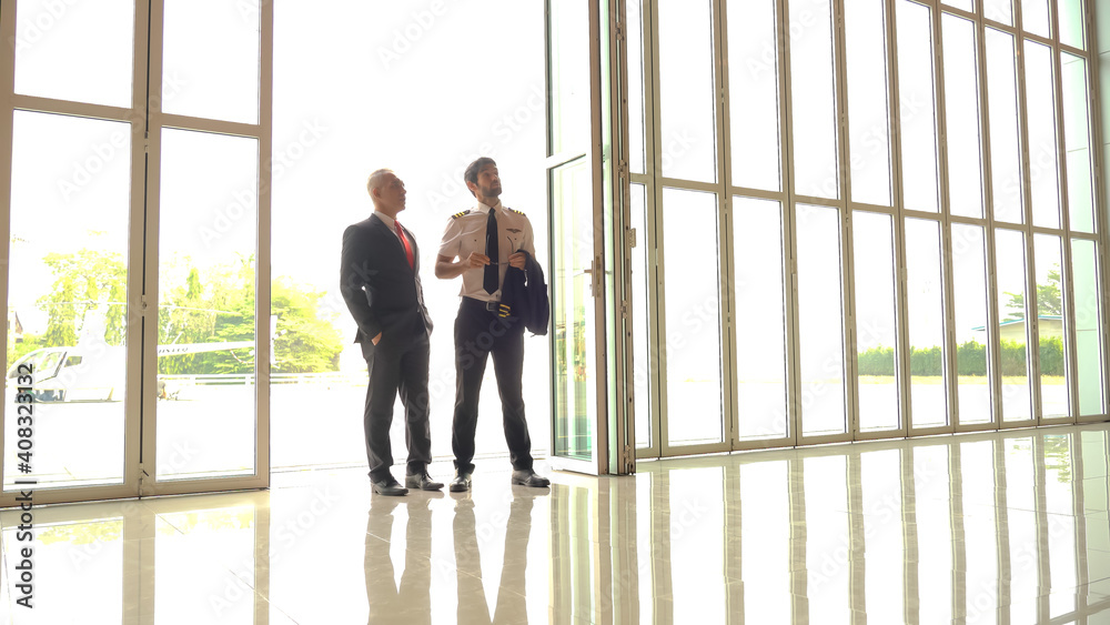 Pilot and boss talking