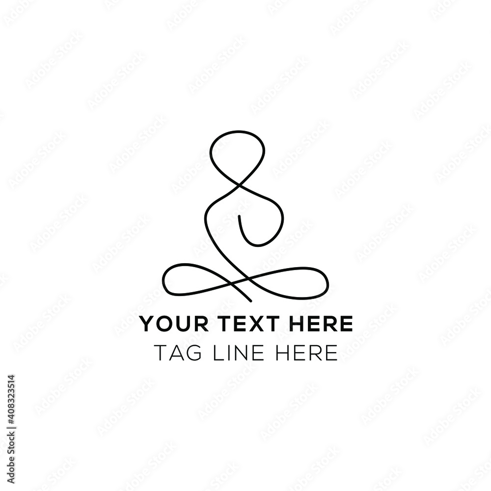 Yoga Line Art vector black and white logo design template Yoga Line Art vector black and white logo design template