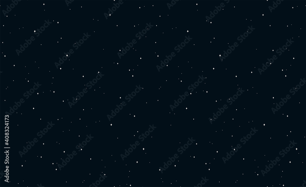 Fototapeta premium Starry night sky, star constellations seamless pattern, white on dark blue background. Flat style vector illustration. Abstract geometric design. Concept for celestial wallpaper, packaging, backdrop.