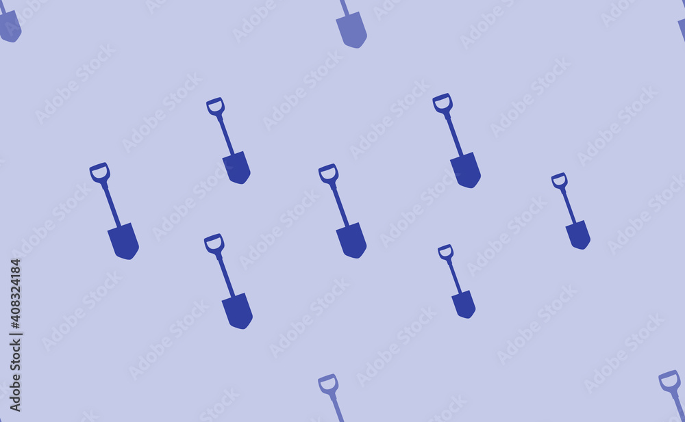 Seamless pattern of large isolated blue shovel symbols. The pattern is divided by a line of elements of lighter tones. Vector illustration on light blue background Seamless pattern of large isolated blue shovel symbols. The pattern is divided by a line of elements of lighter tones. Vector illustration on light blue background