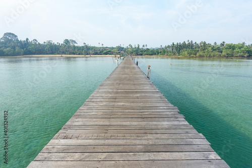 Wallpaper Mural Wooden bridge on sea for entry to the beautiful island. Torontodigital.ca