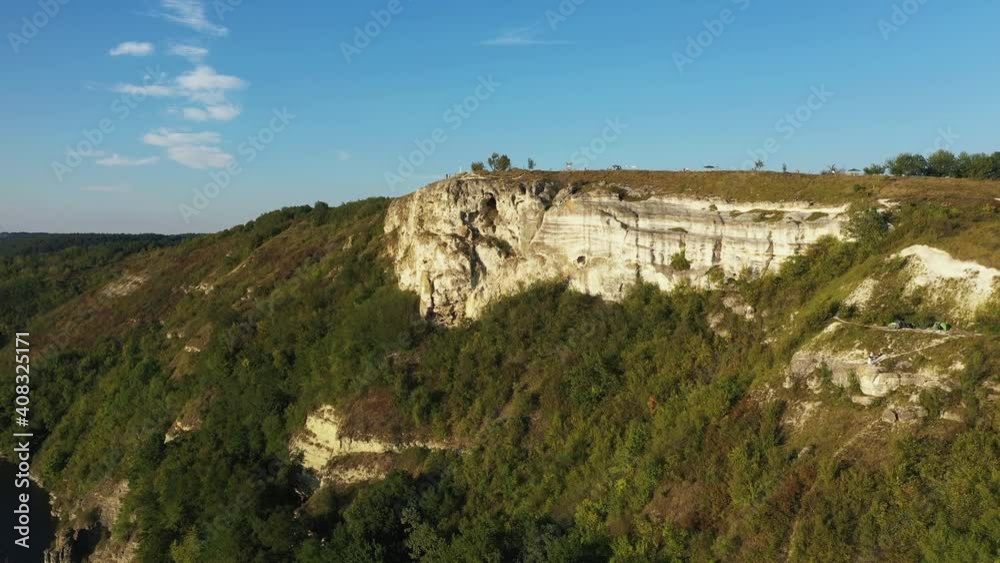 Bakota Bay in National Park Podilski Tovtry Ukraine aerial view Bakota Bay in National Park Podilski Tovtry Ukraine aerial view