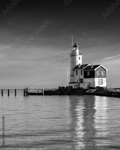 Sunset, Paard van Marken, Lighthouse. Netherlands Januari 8 2021.