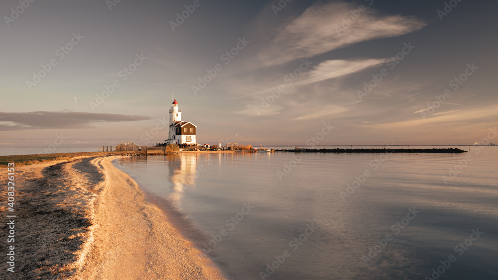 Sunset, Paard van Marken, Lighthouse. 
Netherlands Januari 8 2021.