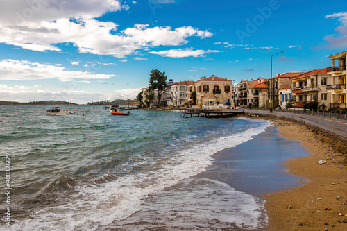 Fototapeta Naklejka Na Ścianę i Meble -   Foca coastline view in Foca Town. Foca is populer tourist destination in Turkey.