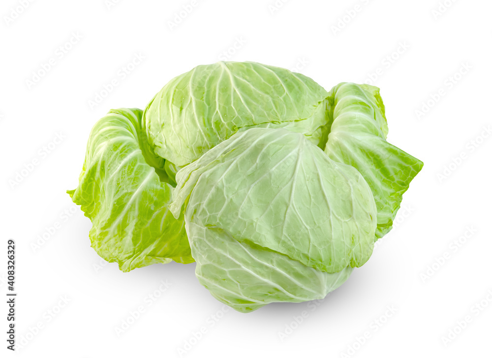 cabbage isolated on white background ,Green leaves pattern cabbage isolated on white background ,Green leaves pattern