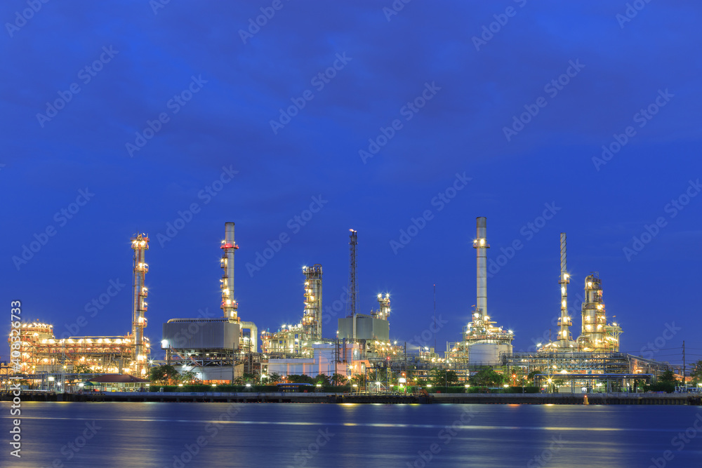 Petrochemical plant at twilight Petrochemical plant at twilight