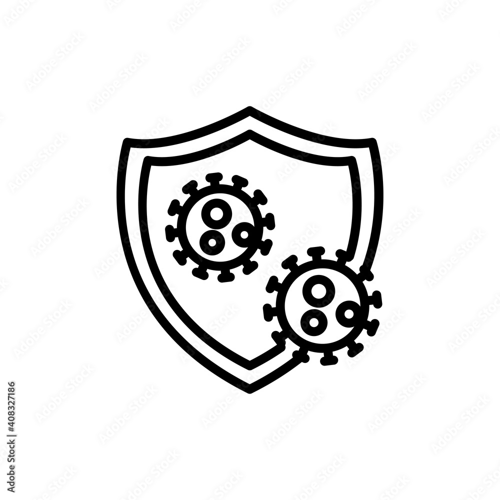 Shield line icon with virus. simple design editable. Design template vector Shield line icon with virus. simple design editable. Design template vector