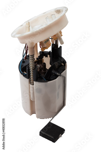 The fuel pump for replacement when repairing a car - injection pump with a fuel level sensor when undergoing scheduled maintenance. A spare part for sale on auto parsing or for a catalog. photo